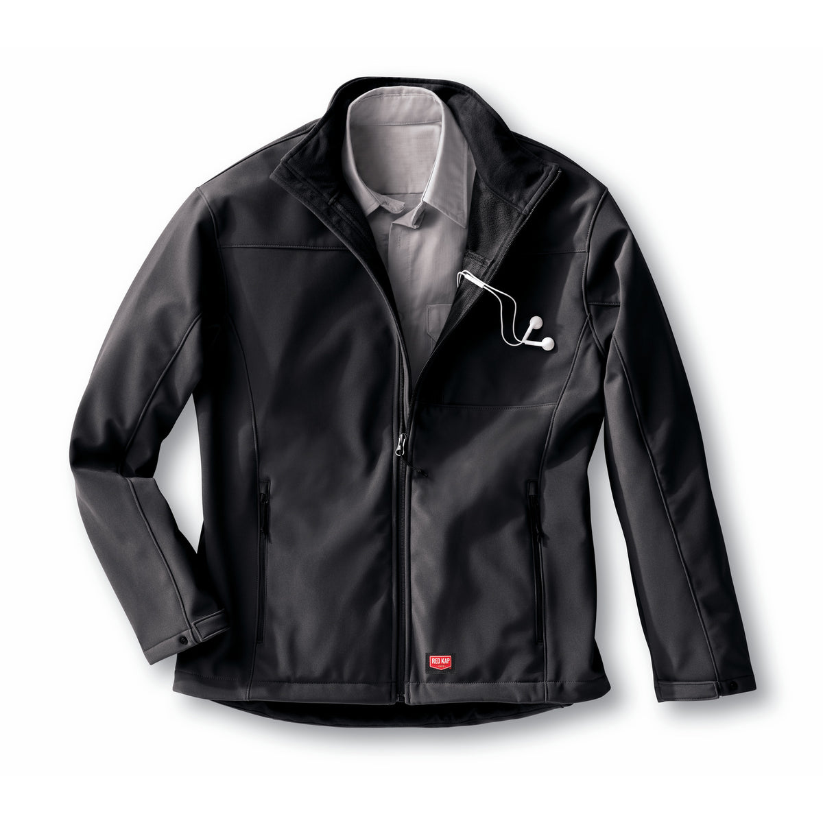 Chamarra softshell Red Kap JP68 para hombre talla extra negra, detalle de la prenda | color:negra
