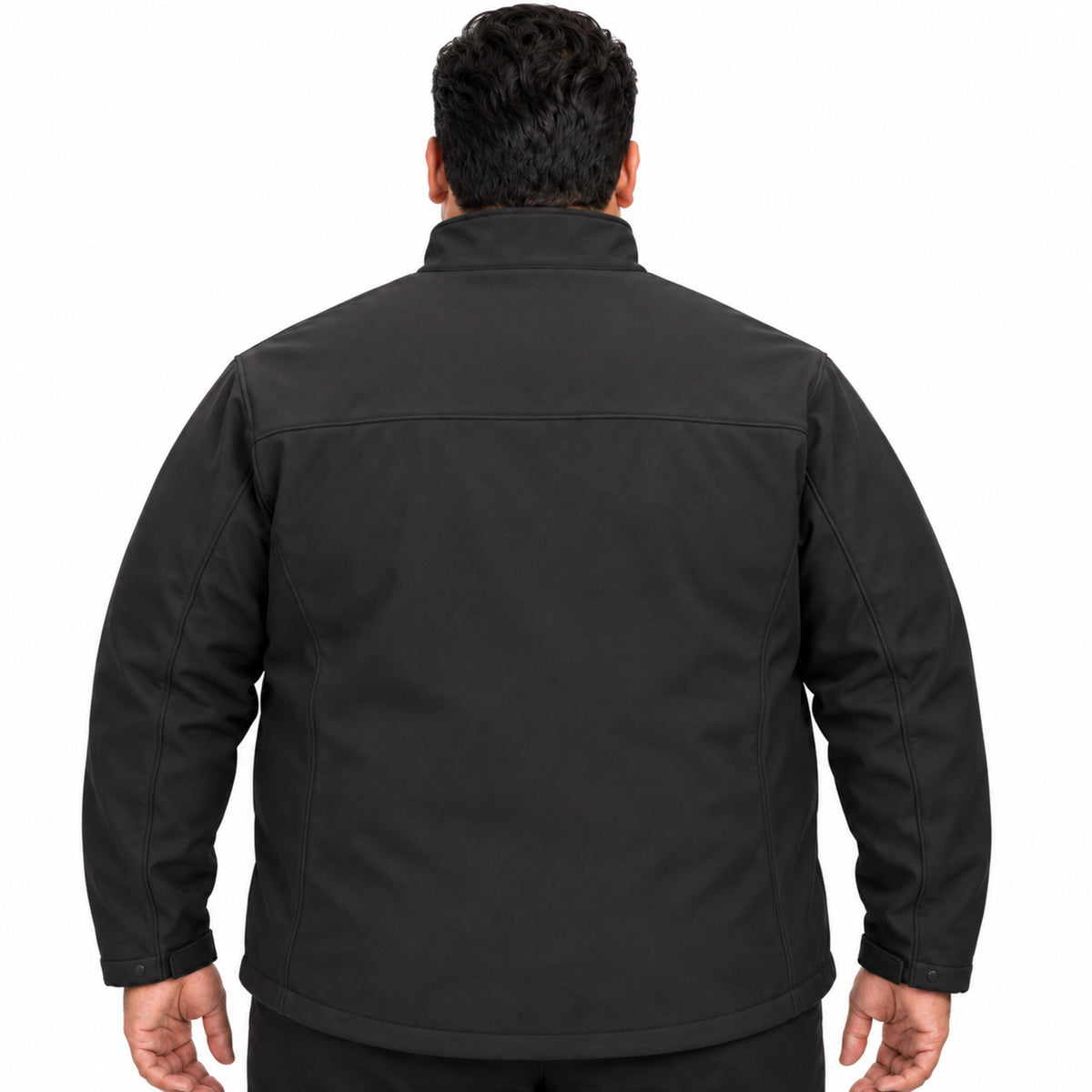 Chamarra softshell Red Kap JP68 para hombre talla extra negra, vista posterior con modelo | color:negra