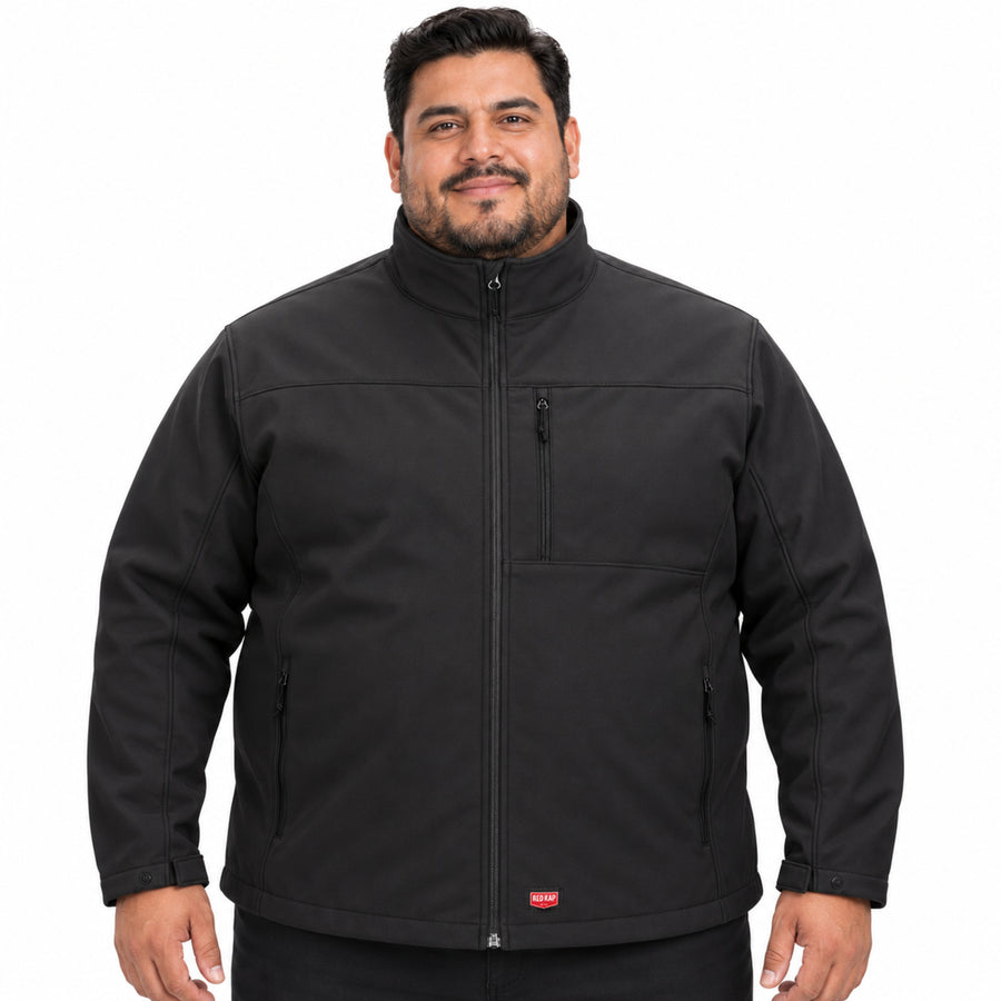 Chamarra softshell Red Kap JP68 para hombre talla extra negra, vista frontal con modelo | color:negra