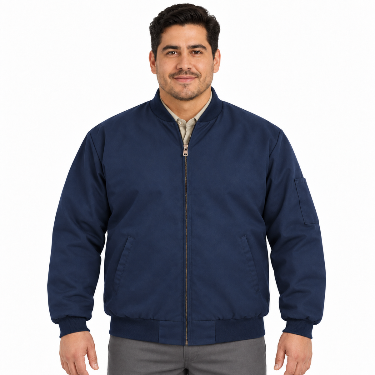 Chamarra de trabajo Red Kap JT36 para hombre azul marino, vista frontal en modelo de talla regular | color:azul-marino
