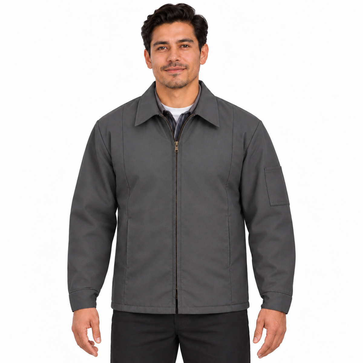 Chamarra de trabajo Red Kap JT50 para hombre Gris Oxford, vista frontal | color:gris-oxford