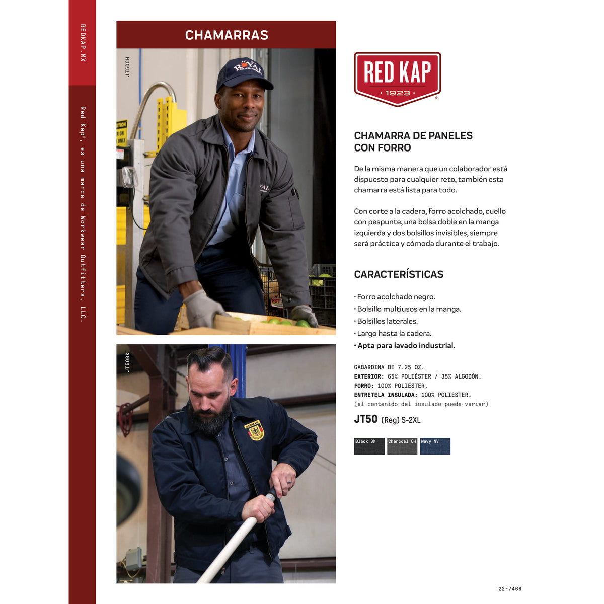Ficha técnica oficial Red Kap JT50 chamarra de trabajo para hombre | color:todos