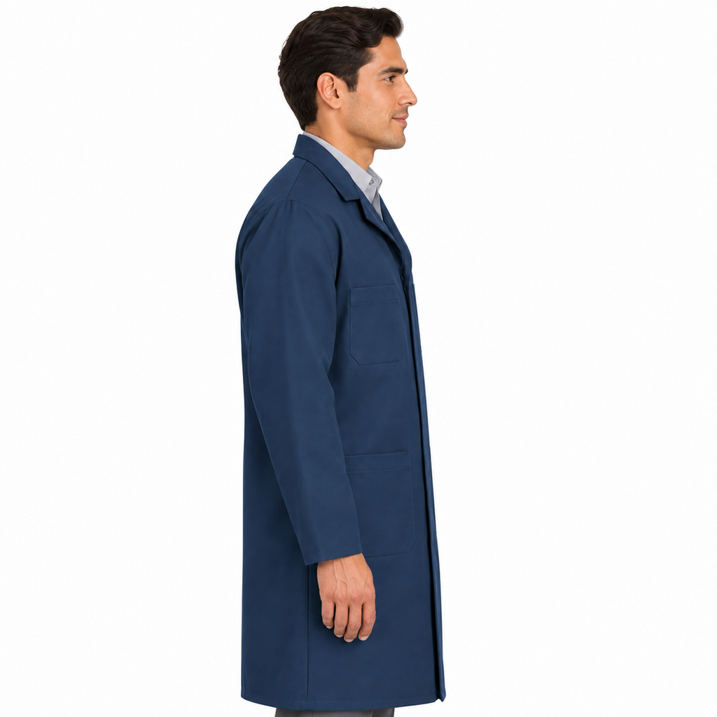 Bata industrial Red Kap KT30 para hombre azul marino, perfil derecho con modelo