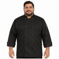 Filipina de chef Red Kap KT76 negra para hombre, vista frontal con modelo talla extra | color:negra