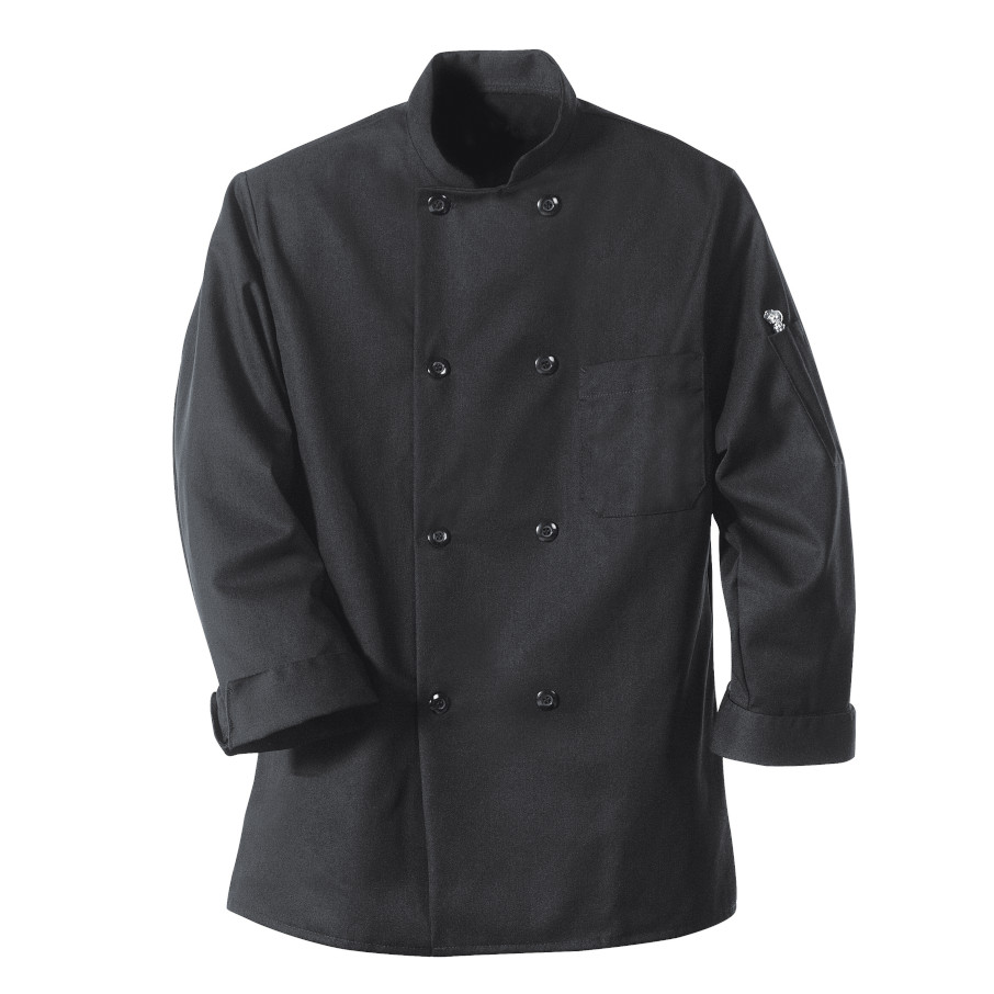Filipina de chef Red Kap KT76 negra para hombre, vista tres cuartos del producto | color:negra