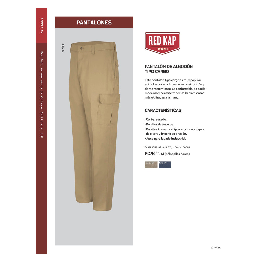 Ficha técnica Red Kap PC76 pantalón cargo de trabajo para hombre