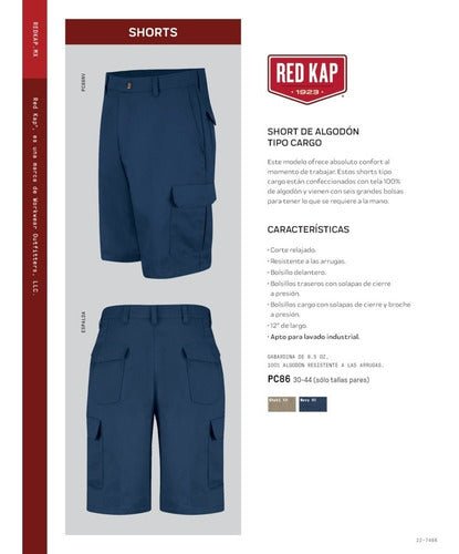 Red Kap Pc86 Bermuda Short Cargo Trabajo Durable 100 Algodón - Garufa Jeans