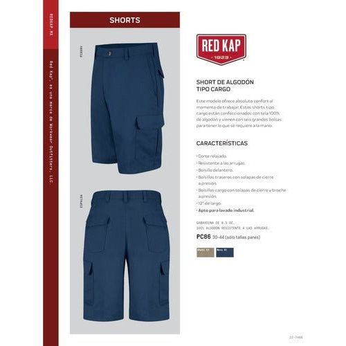 Red Kap Pc86 Bermuda Short Cargo Trabajo Durable 100 Algodón - Garufa Jeans