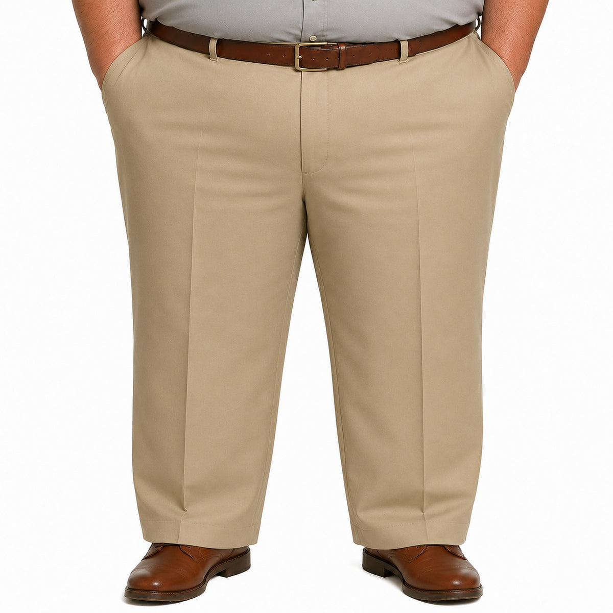 Pantalón industrial Red Kap PT20 para hombre en tallas extras, vista frontal, color Khaki | color:khaki
