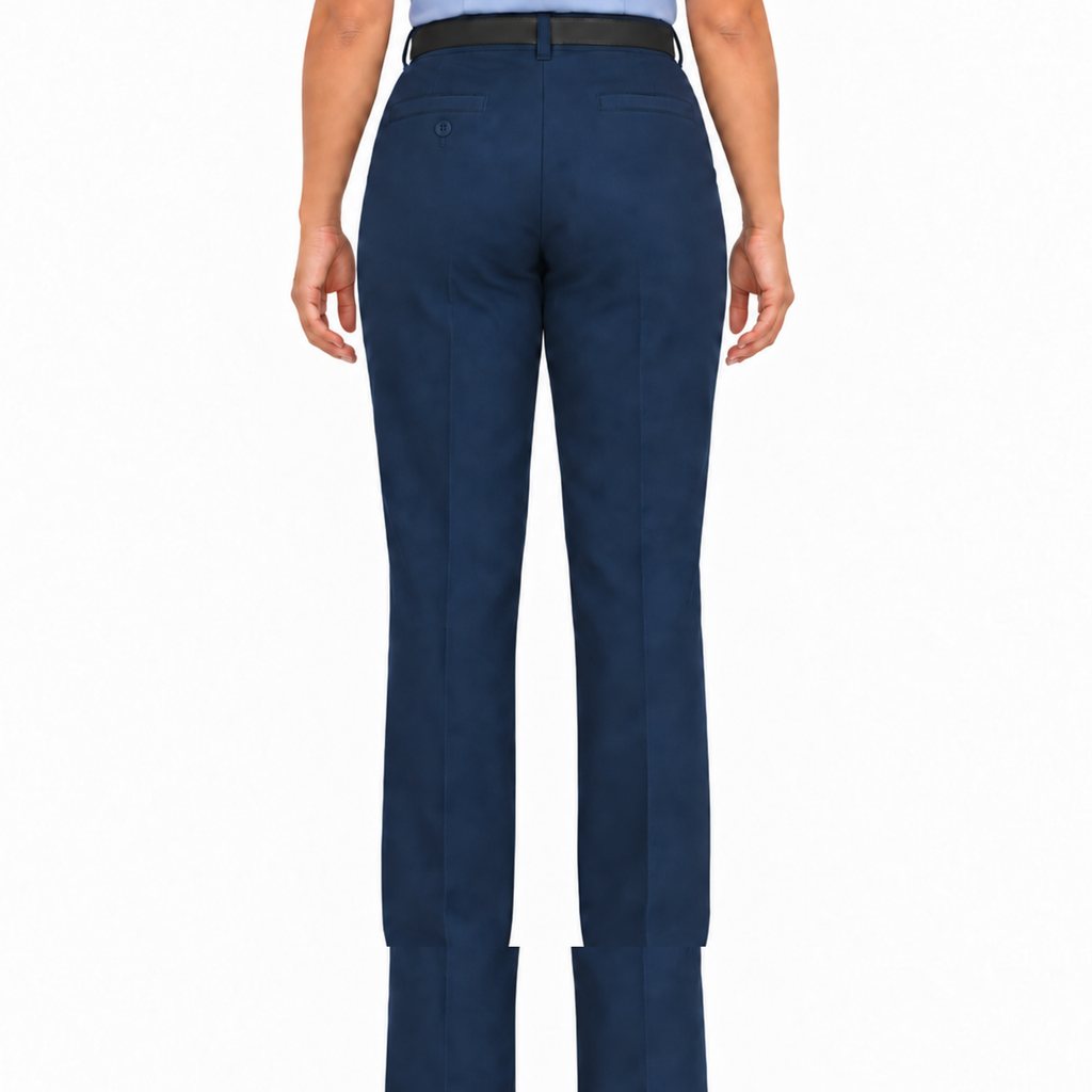 Pantalón industrial de mujer Red Kap PT21 azul marino, vista posterior con modelo