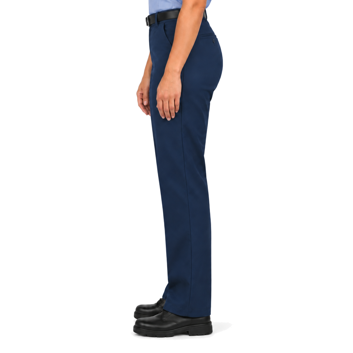 Pantalón industrial de mujer Red Kap PT21 azul marino, perfil derecho con modelo | color:azul-marino