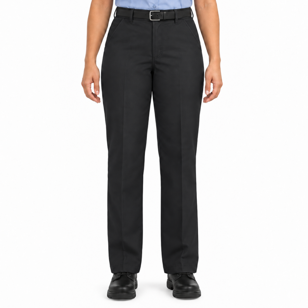 Pantalón industrial de mujer Red Kap PT21 negro, vista frontal con modelo | color:negro