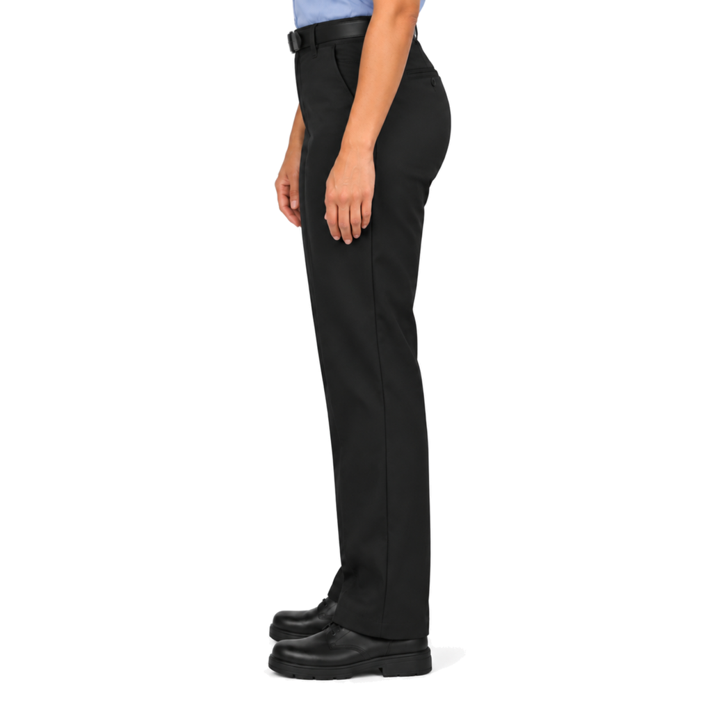 Pantalón industrial de mujer Red Kap PT21 negro, perfil derecho con modelo