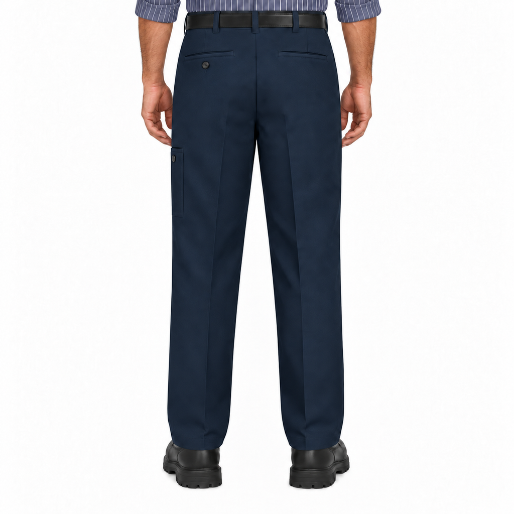 Pantalón de trabajo Red Kap PT2C para hombre azul marino, vista espalda con modelo