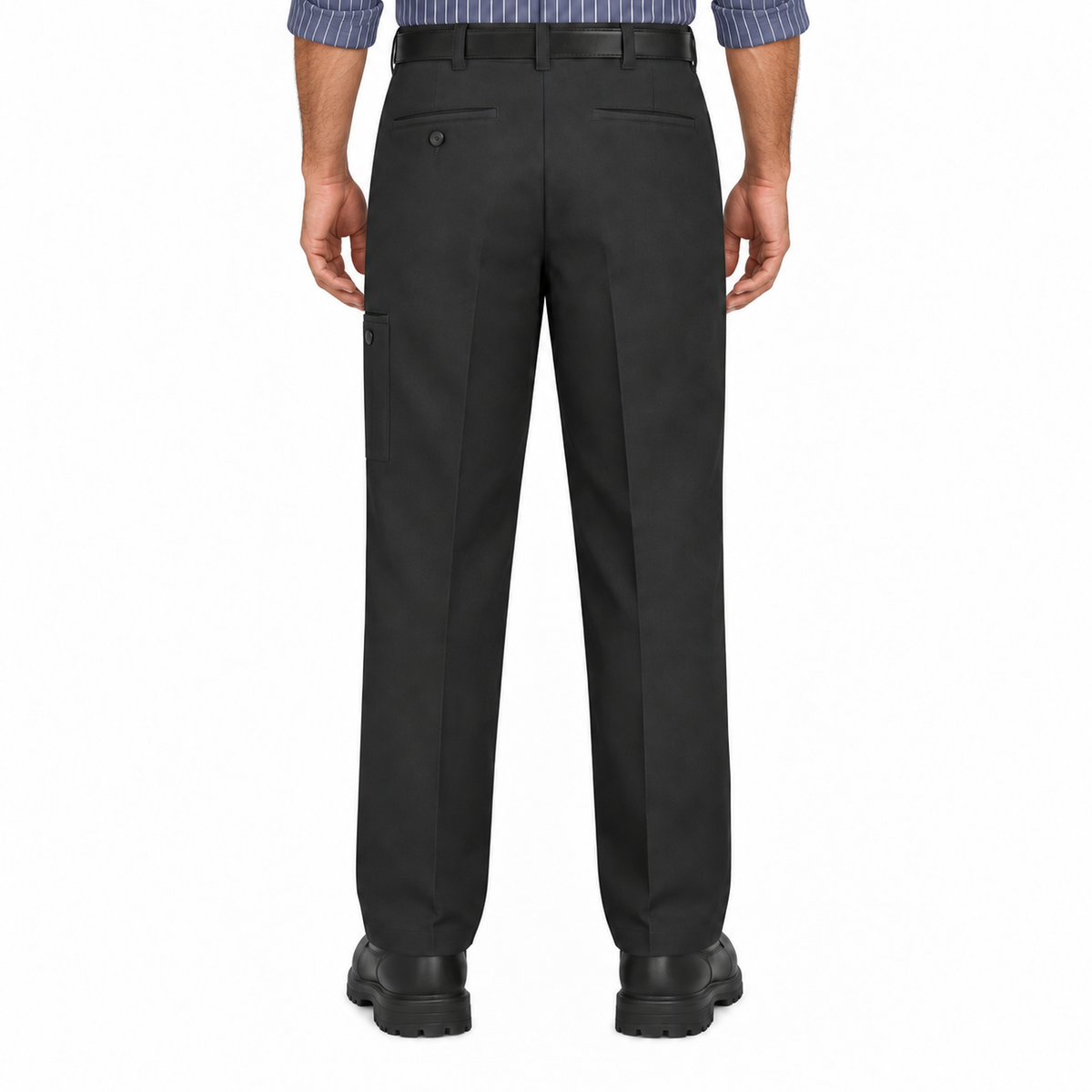 Pantalón de trabajo Red Kap PT2C para hombre negro, vista espalda con modelo | color:negro