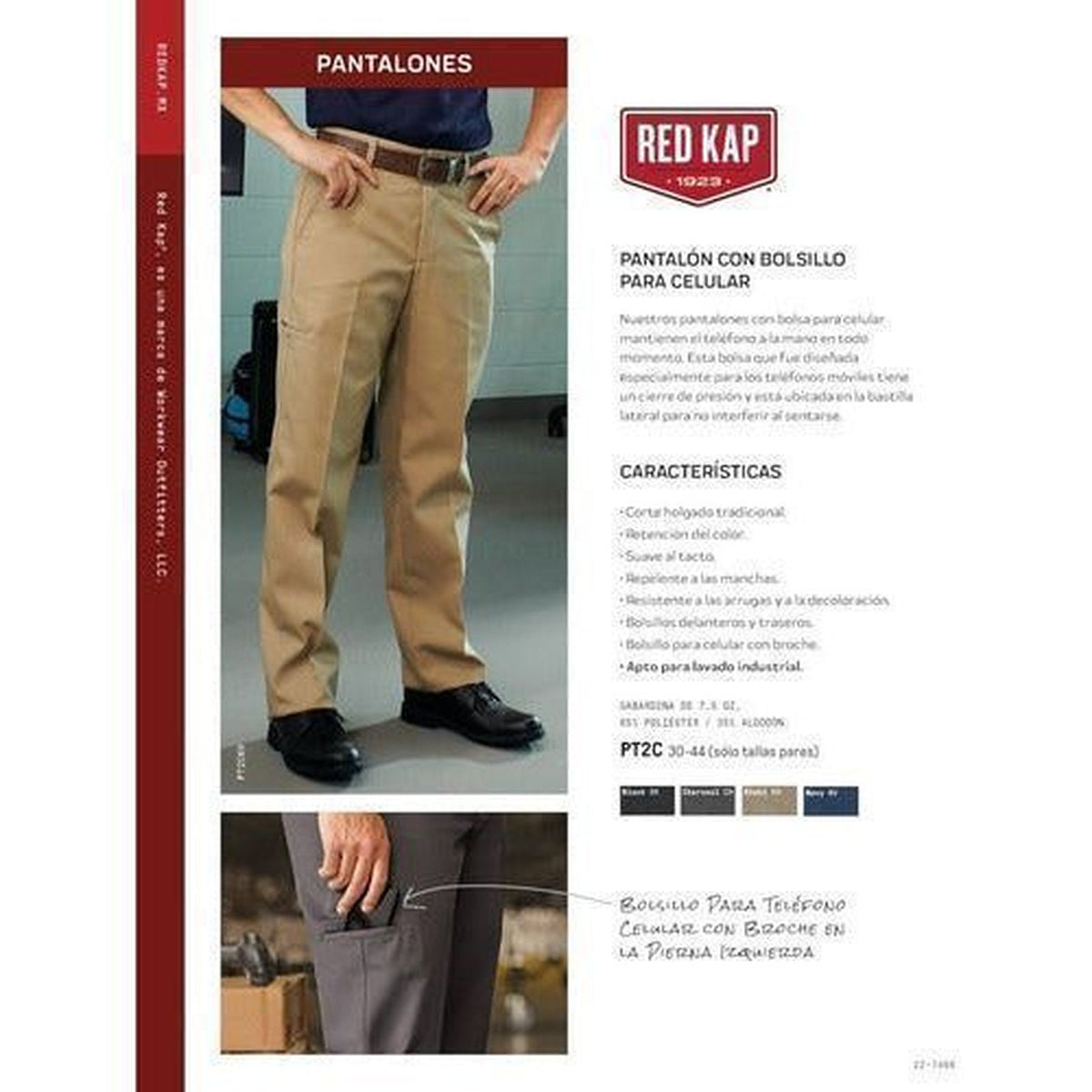 Ficha técnica del pantalón Red Kap PT2C, composición y características | color:negro