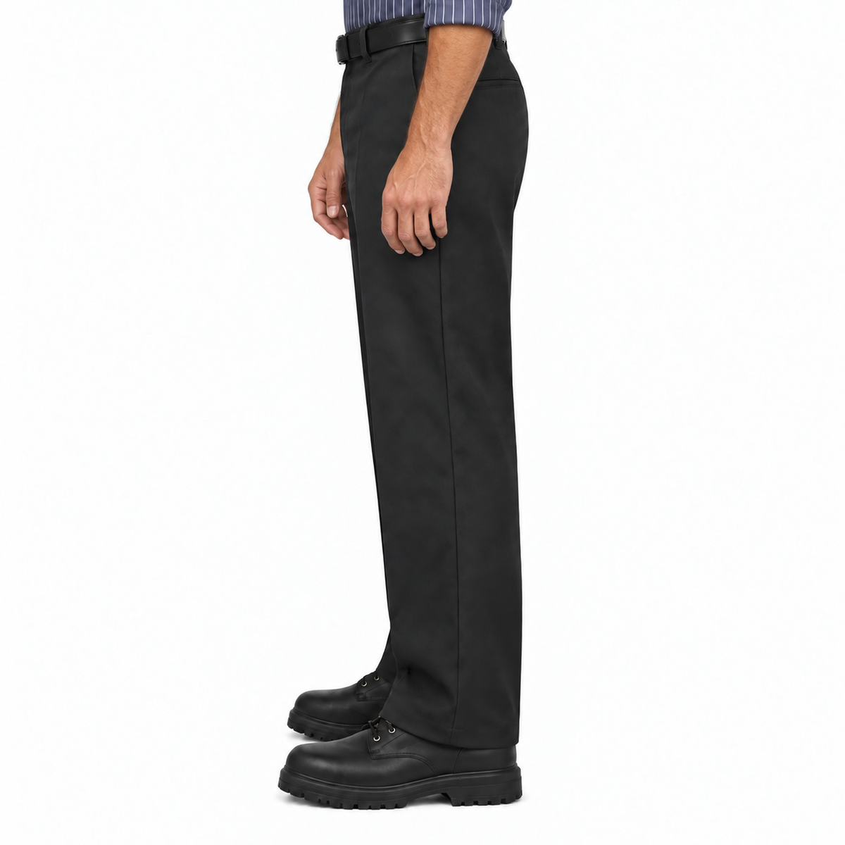 Pantalón de trabajo Red Kap PT2C para hombre negro, vista perfil izquierdo con modelo | color:negro
