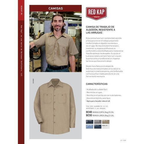 Red Kap Sc30 Camisa Industrial Manga Larga 100% Algodón - Garufa Jeans