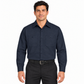 Camisa Red Kap SC30 para hombre azul marino oscuro, vista frontal fajada en modelo | color:azul-marino-oscuro