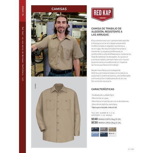Red Kap Sc40 Camisa Industrial Manga Corta 100% Algodón - Garufa Jeans