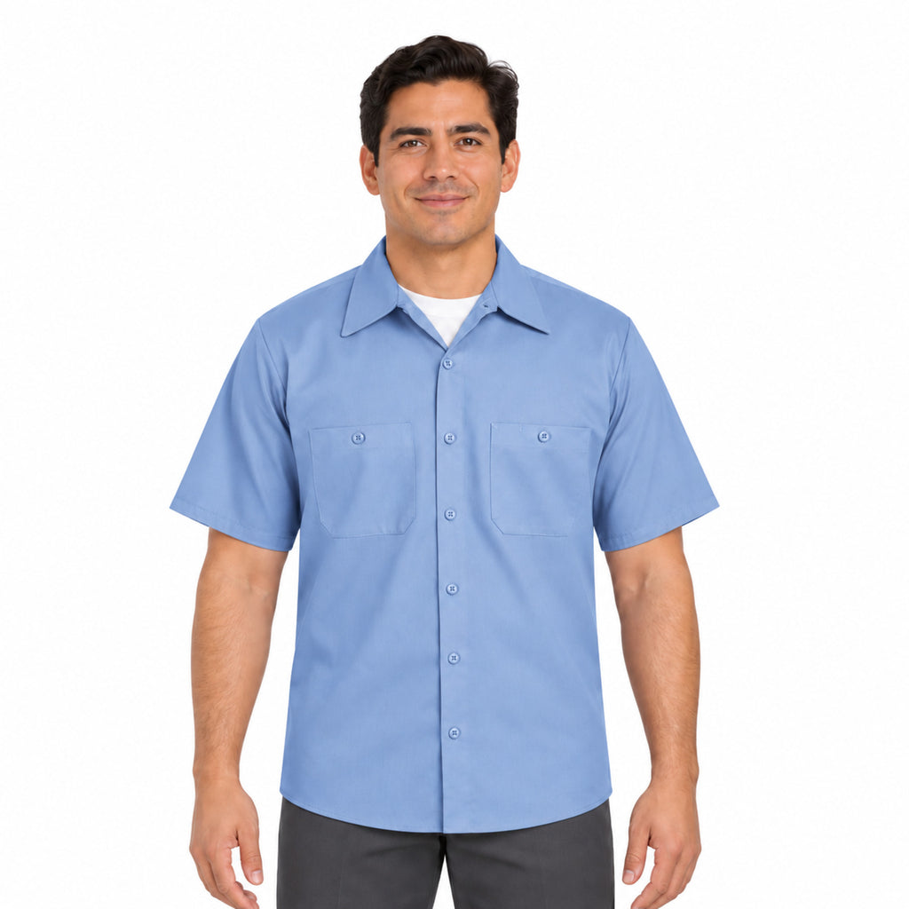 Camisa de trabajo Red Kap SC40 para hombre azul cielo, vista frontal desfajada