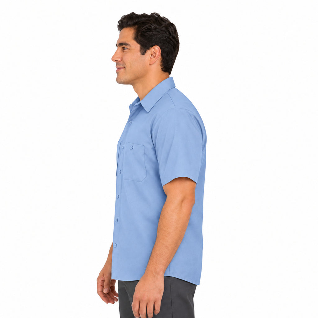 Camisa de trabajo Red Kap SC40 para hombre azul cielo, perfil izquierdo desfajada