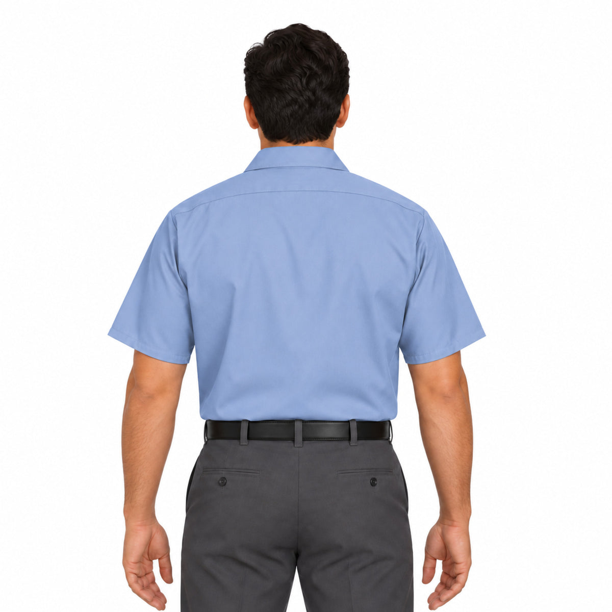 Camisa de trabajo Red Kap SC40 para hombre azul cielo, vista posterior fajada | color:azul-cielo