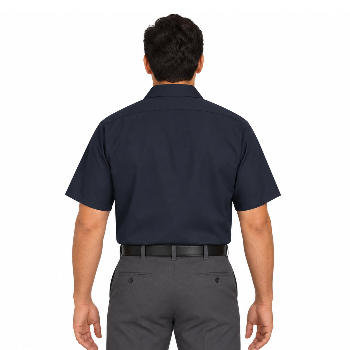 Camisa de trabajo Red Kap SC40 para hombre azul marino oscuro, vista posterior fajada | color:azul-marino-oscuro