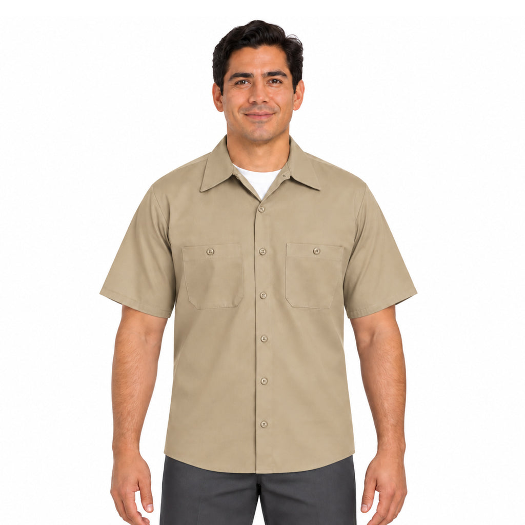 Camisa de trabajo Red Kap SC40 para hombre khaki, vista frontal desfajada