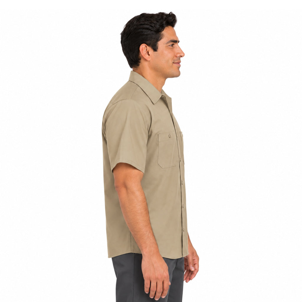 Camisa de trabajo Red Kap SC40 para hombre khaki, perfil derecho desfajada