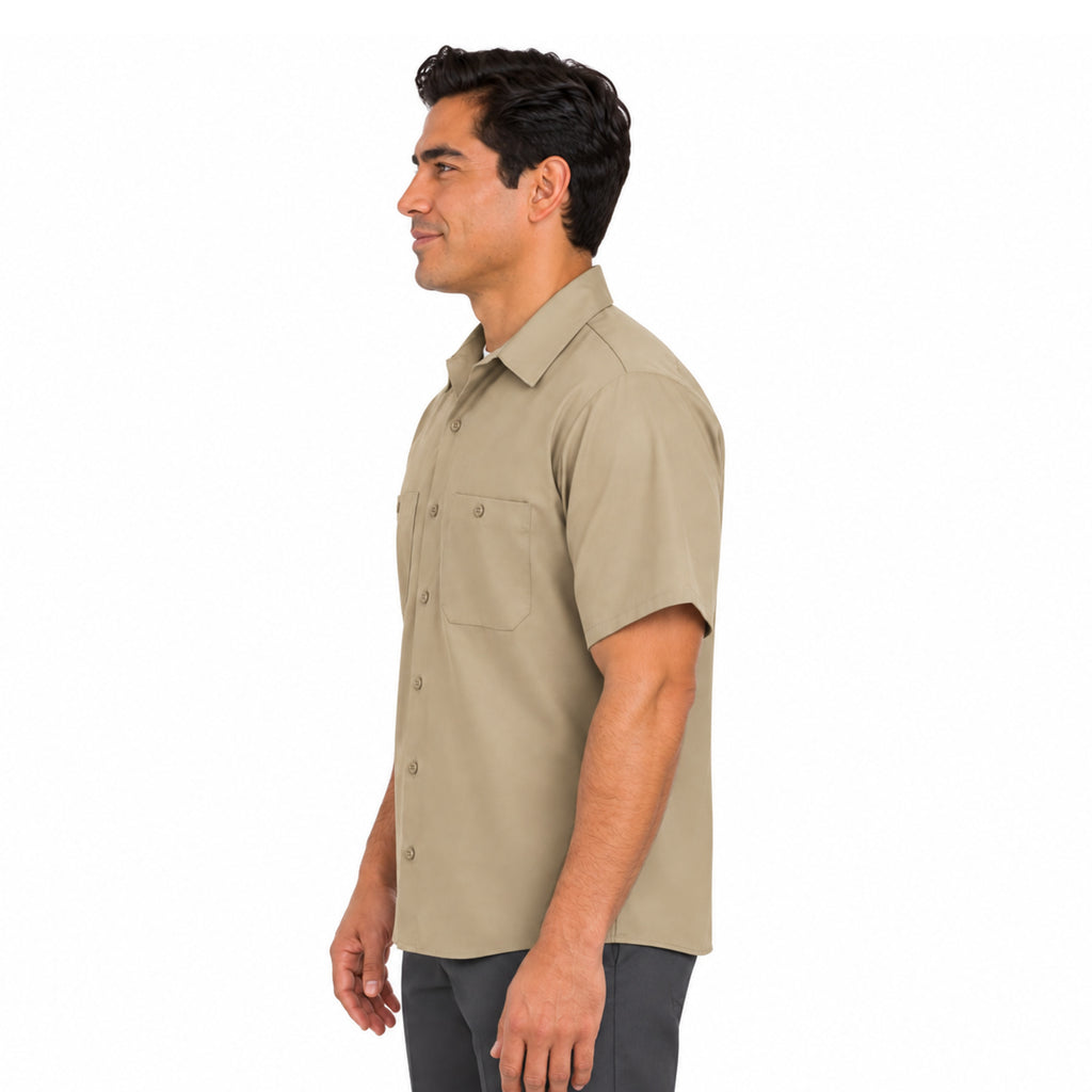 Camisa de trabajo Red Kap SC40 para hombre khaki, perfil izquierdo desfajada