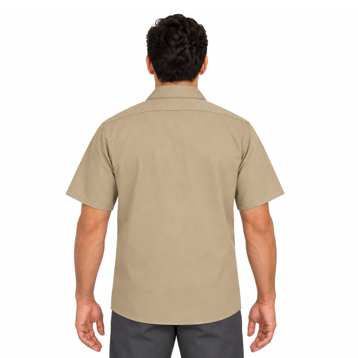 Camisa de trabajo Red Kap SC40 para hombre khaki, vista posterior desfajada | color:khaki