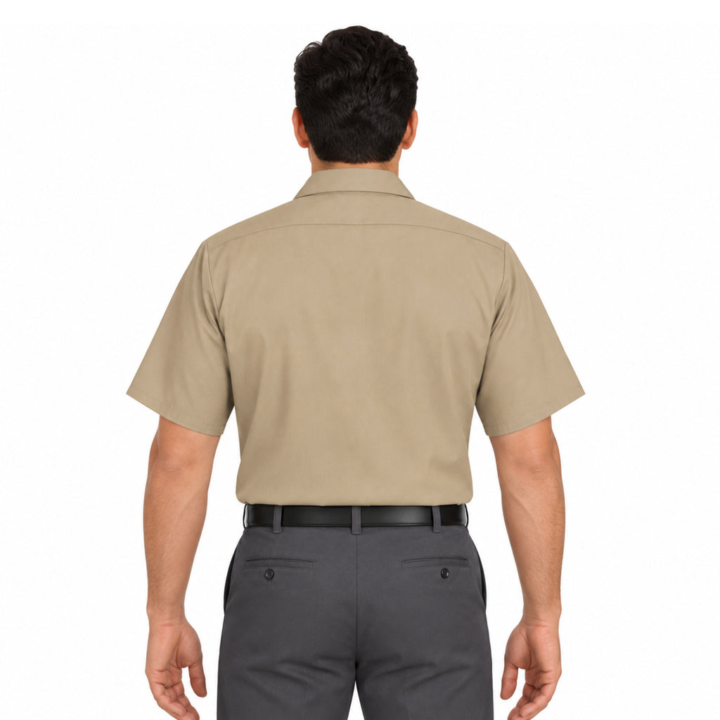 Camisa de trabajo Red Kap SC40 para hombre khaki, vista posterior fajada