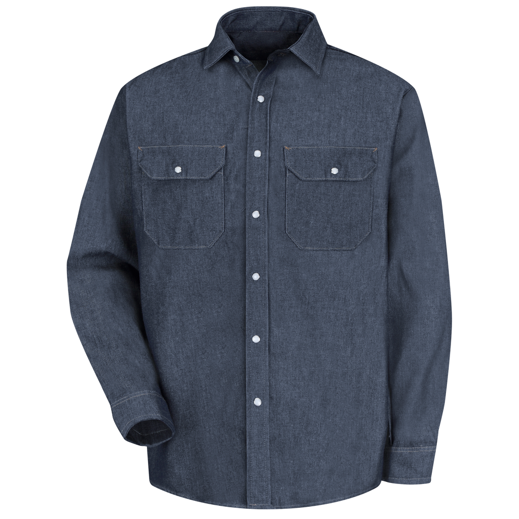 Camisa de mezclilla Red Kap SD78 para hombre azul marino, prenda vista frontal