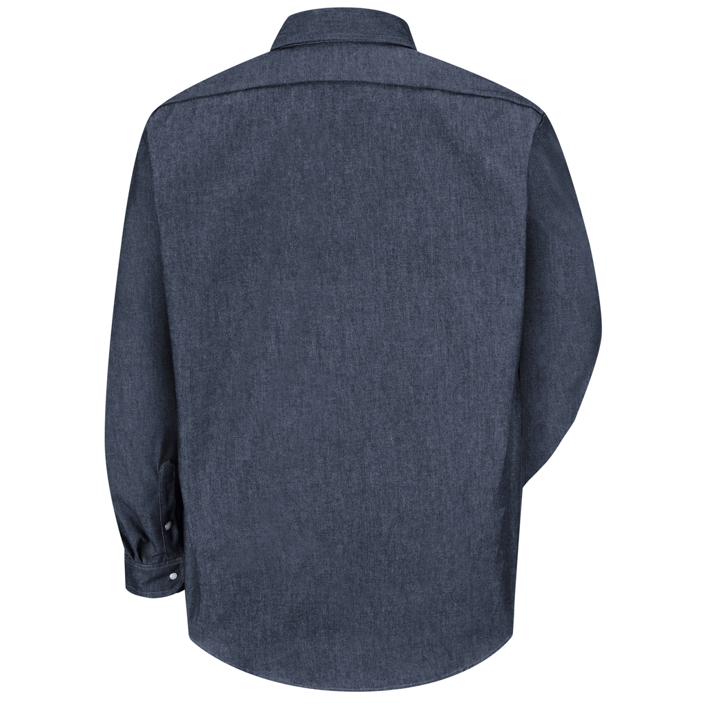 Camisa de mezclilla Red Kap SD78 para hombre azul marino, prenda vista posterior