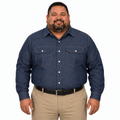 Camisa de mezclilla Red Kap SD78 para hombre talla extra azul marino, vista frontal fajada | color:azul-marino