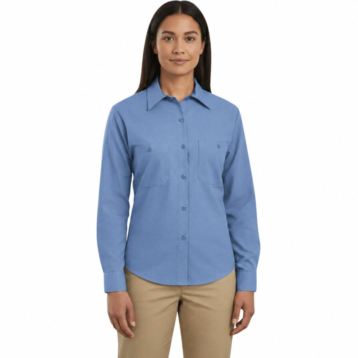 Blusa de trabajo Red Kap SP13 para mujer Azul, vista frontal desfajada | color:azul