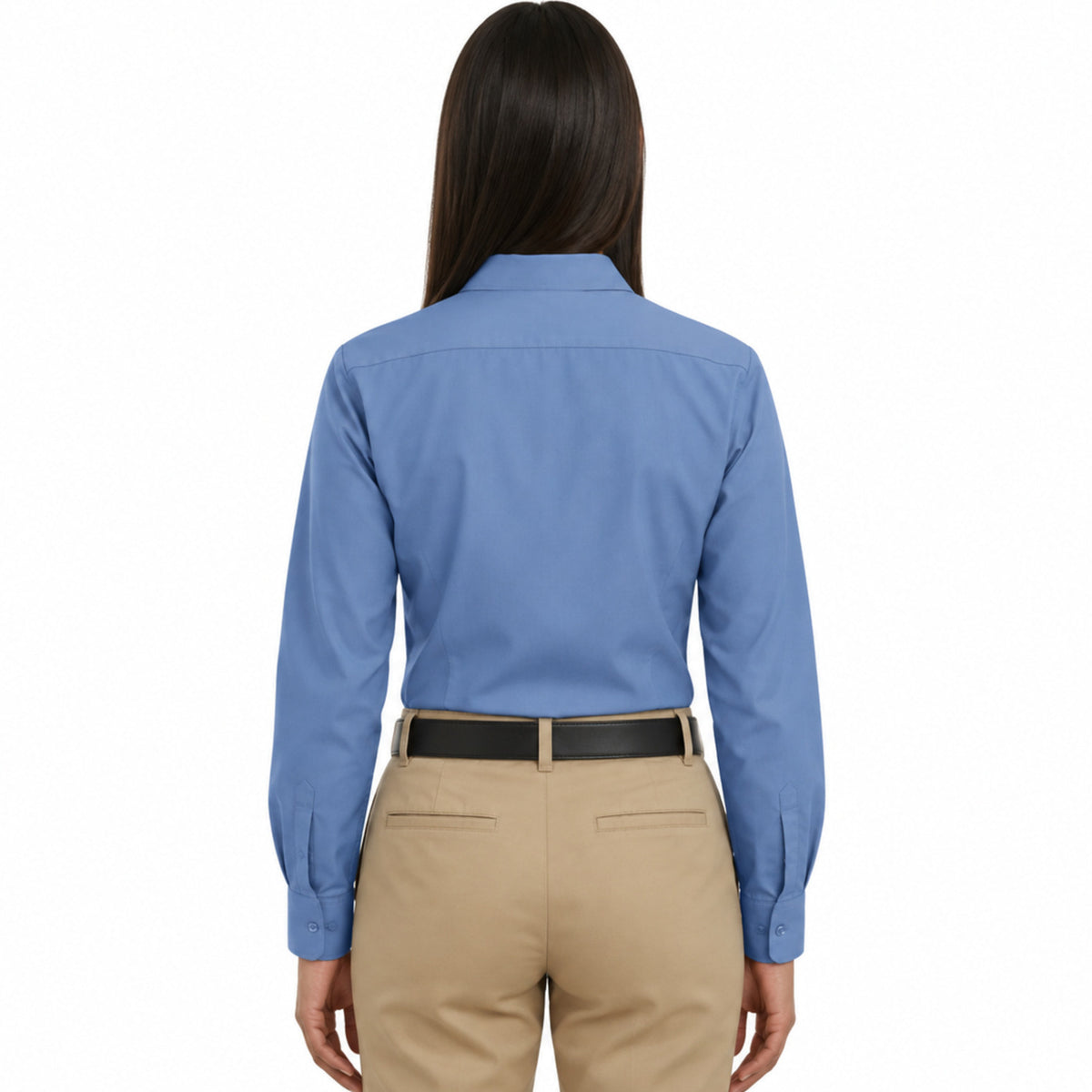 Blusa de trabajo Red Kap SP13 para mujer Azul, vista posterior fajada | color:azul