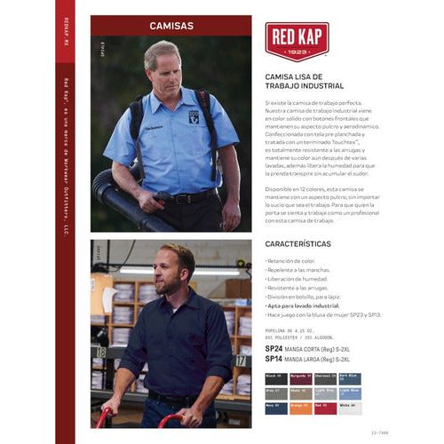Red Kap Sp14 Camisa Camisola Trabajo Ligera Manga Larga - Garufa Jeans