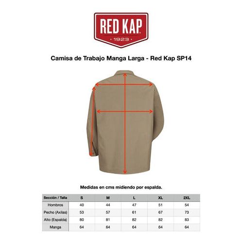 Red Kap Sp14 Camisa Camisola Trabajo Ligera Manga Larga - Garufa Jeans