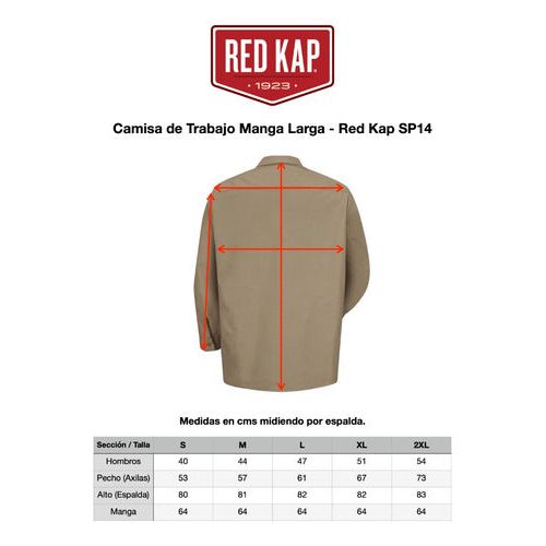 Red Kap Sp14 Camisa Camisola Trabajo Ligera Manga Larga - Garufa Jeans