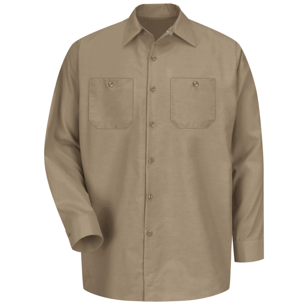 Camisa de trabajo Red Kap SP14 para hombre color khaki, prenda sola vista frontal