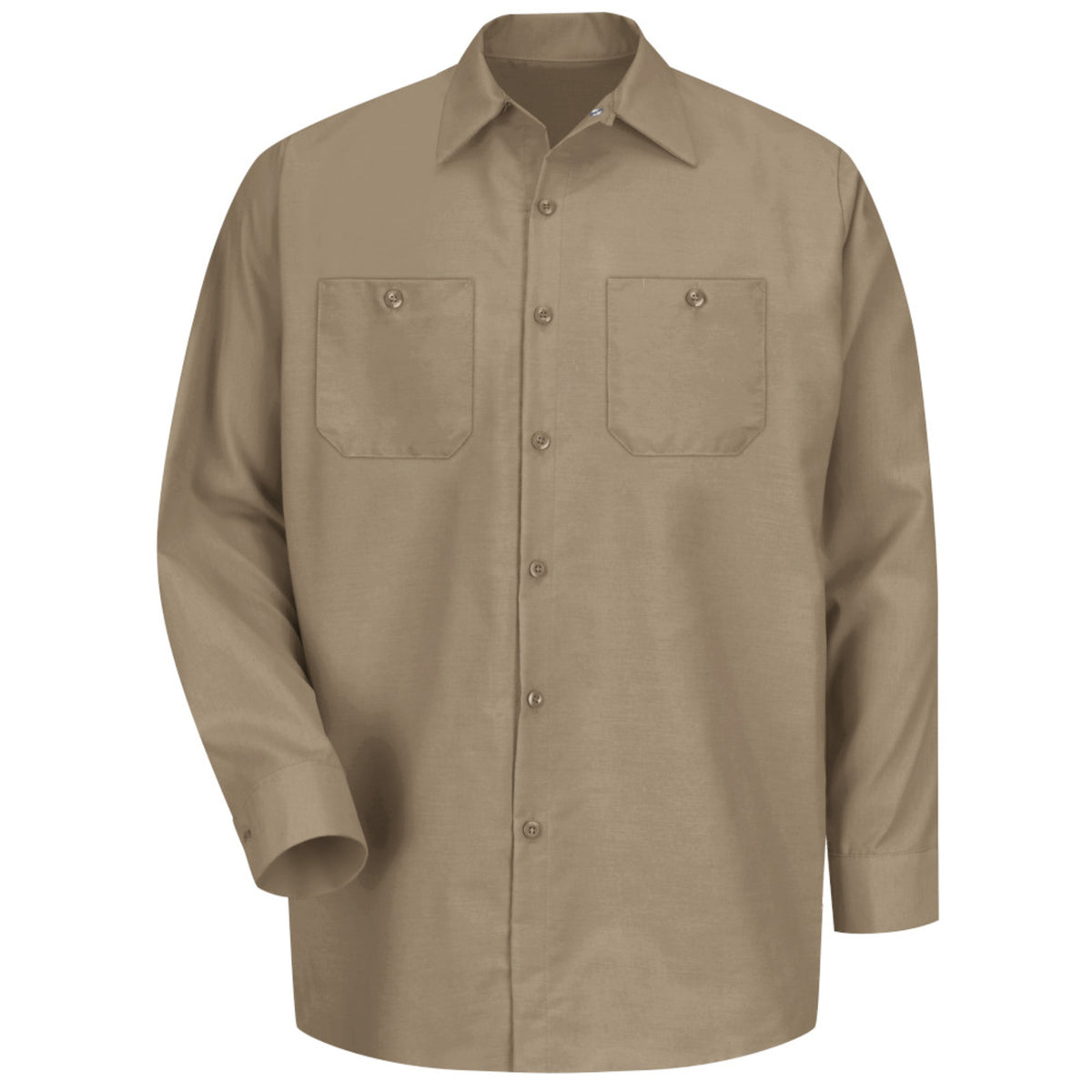Camisa de trabajo Red Kap SP14 para hombre color khaki, prenda sola vista frontal | color:khaki
