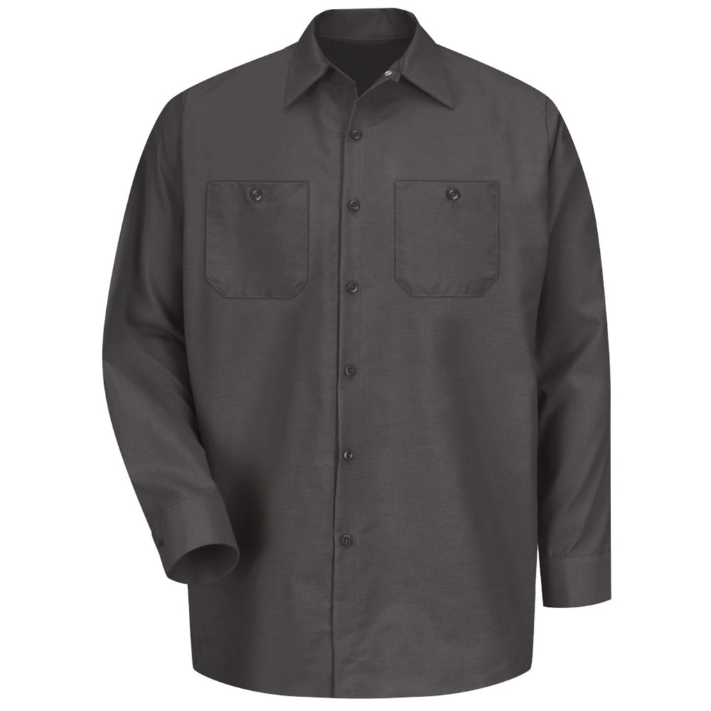 Camisa de trabajo Red Kap SP14 para hombre talla extra gris Oxford, prenda sola frontal