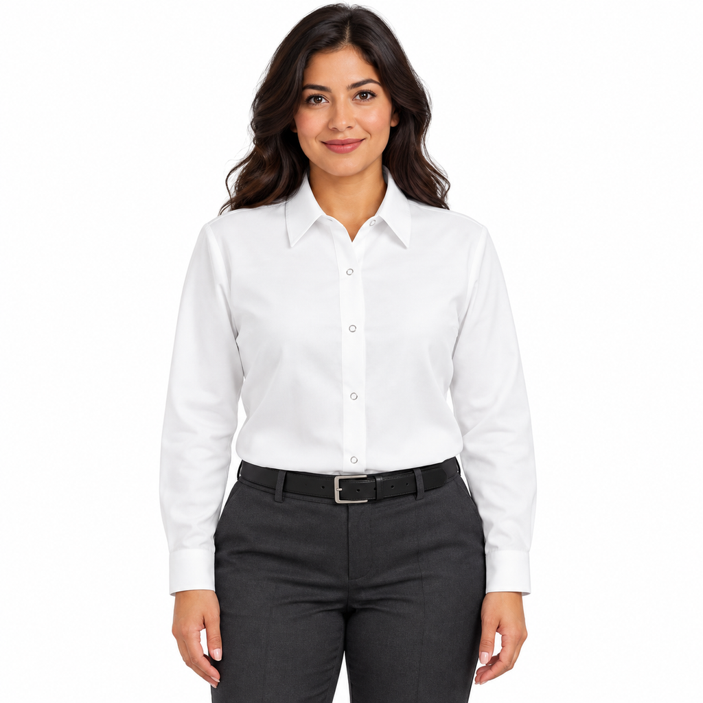 Blusa de trabajo Red Kap SP15 para mujer blanca, frontal fajada