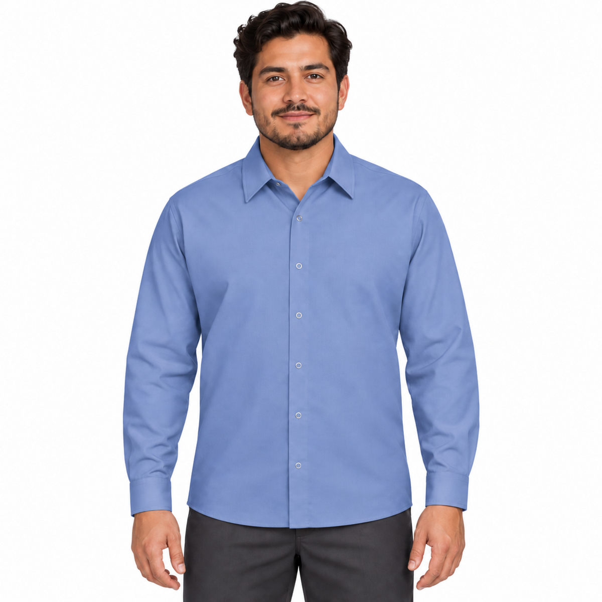 Camisa de trabajo Red Kap SP16 para hombre azul cielo, frontal desfajada 02 | color:azul-cielo