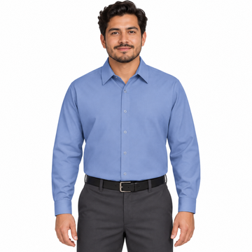 Camisa de trabajo Red Kap SP16 para hombre azul cielo, frontal fajada 01 | color:azul-cielo