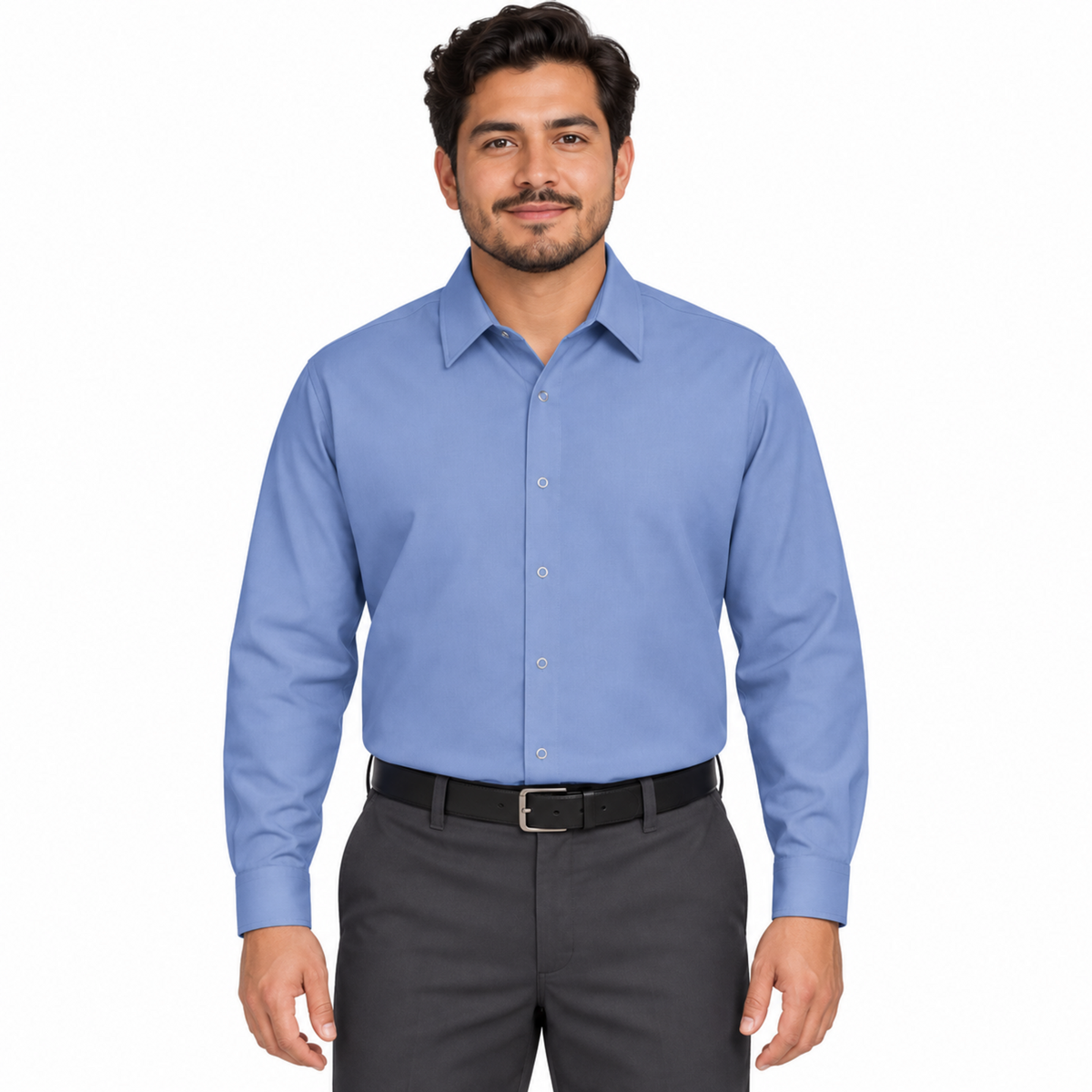 Camisa de trabajo Red Kap SP16 para hombre azul cielo, frontal fajada 01 | color:azul-cielo