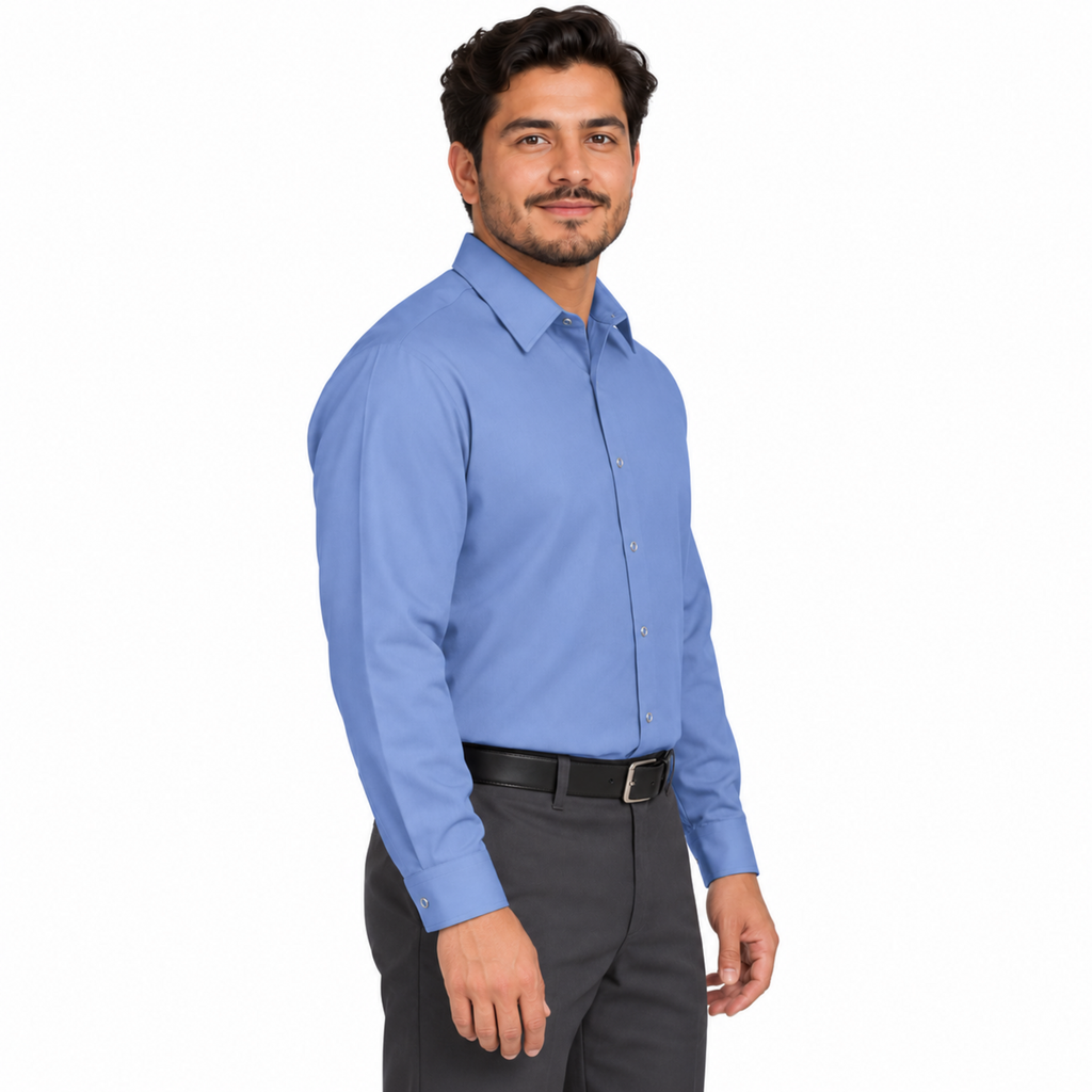 Camisa de trabajo Red Kap SP16 para hombre azul cielo, perfil derecho fajada 03