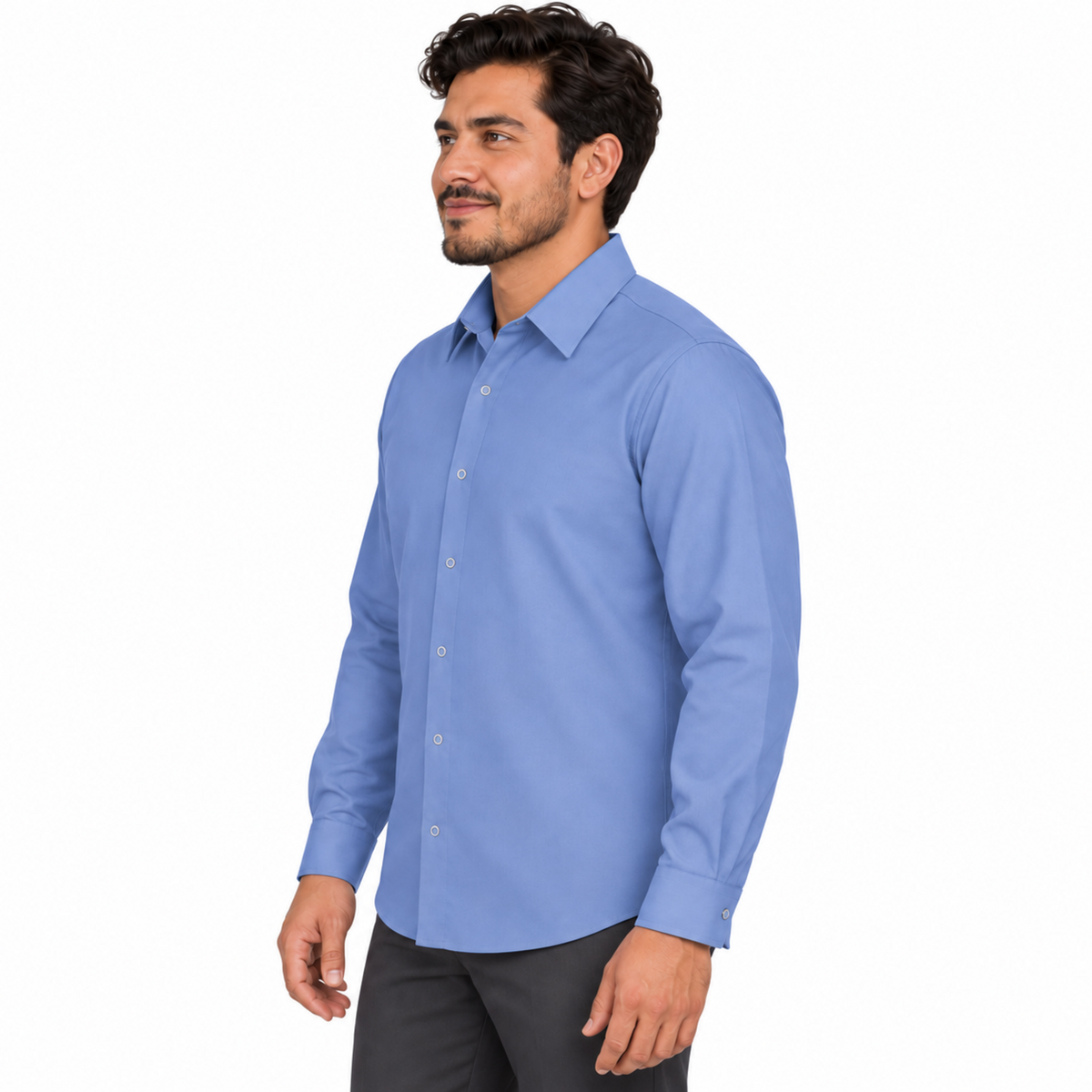 Camisa de trabajo Red Kap SP16 para hombre azul cielo, perfil izquierdo desfajada 07 | color:azul-cielo